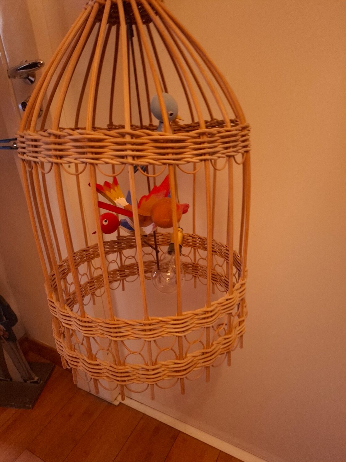 Vintage rattan pendant light from the 1950s and 60s