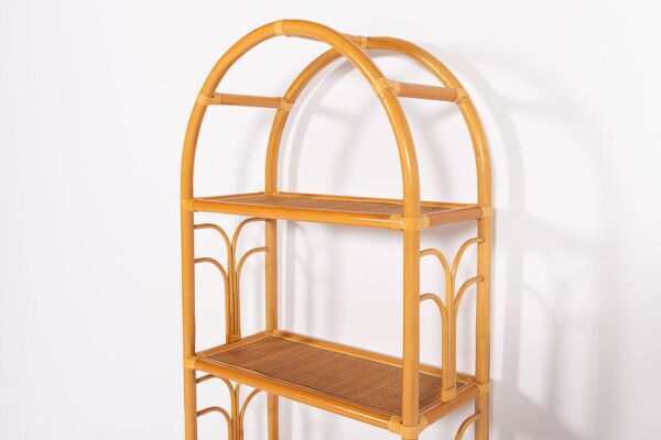 Armoire vintage en bambou et rotin, années 1980