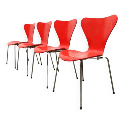 Chaises Modèle 3107 par Arne Jacobsen pour Fritz Hansen, Danemark, 1997, Lot de 4