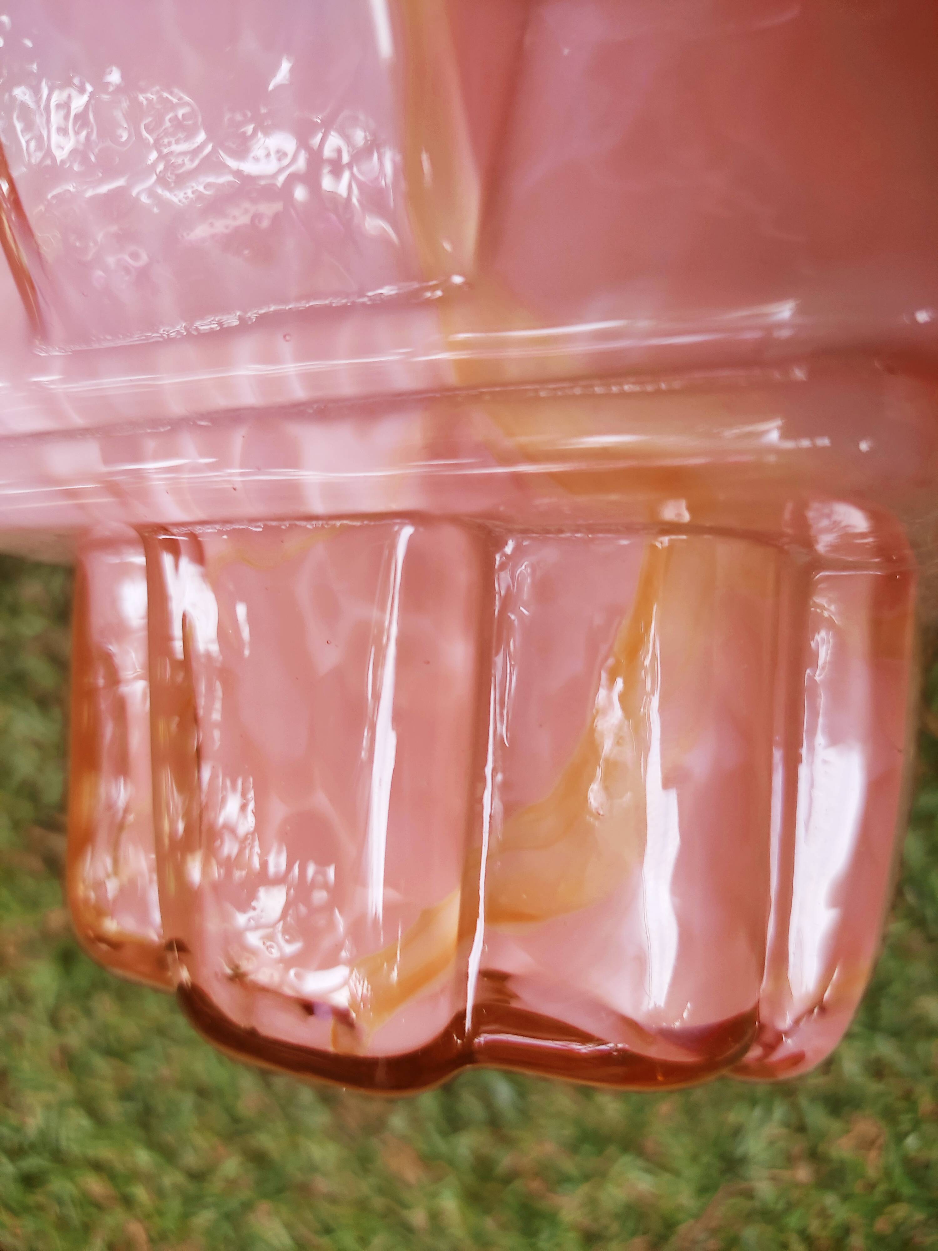 Art Deco pendant lamp in pink glass