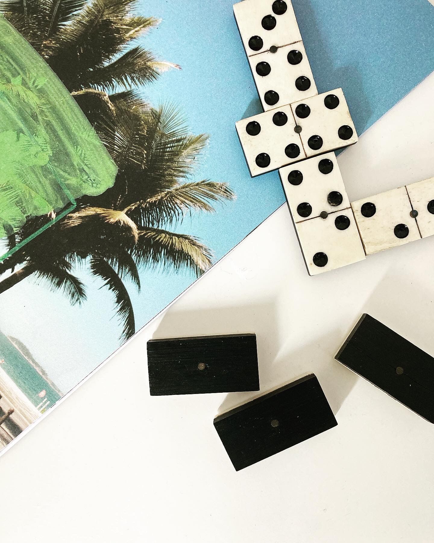 Old wood horn dominoes