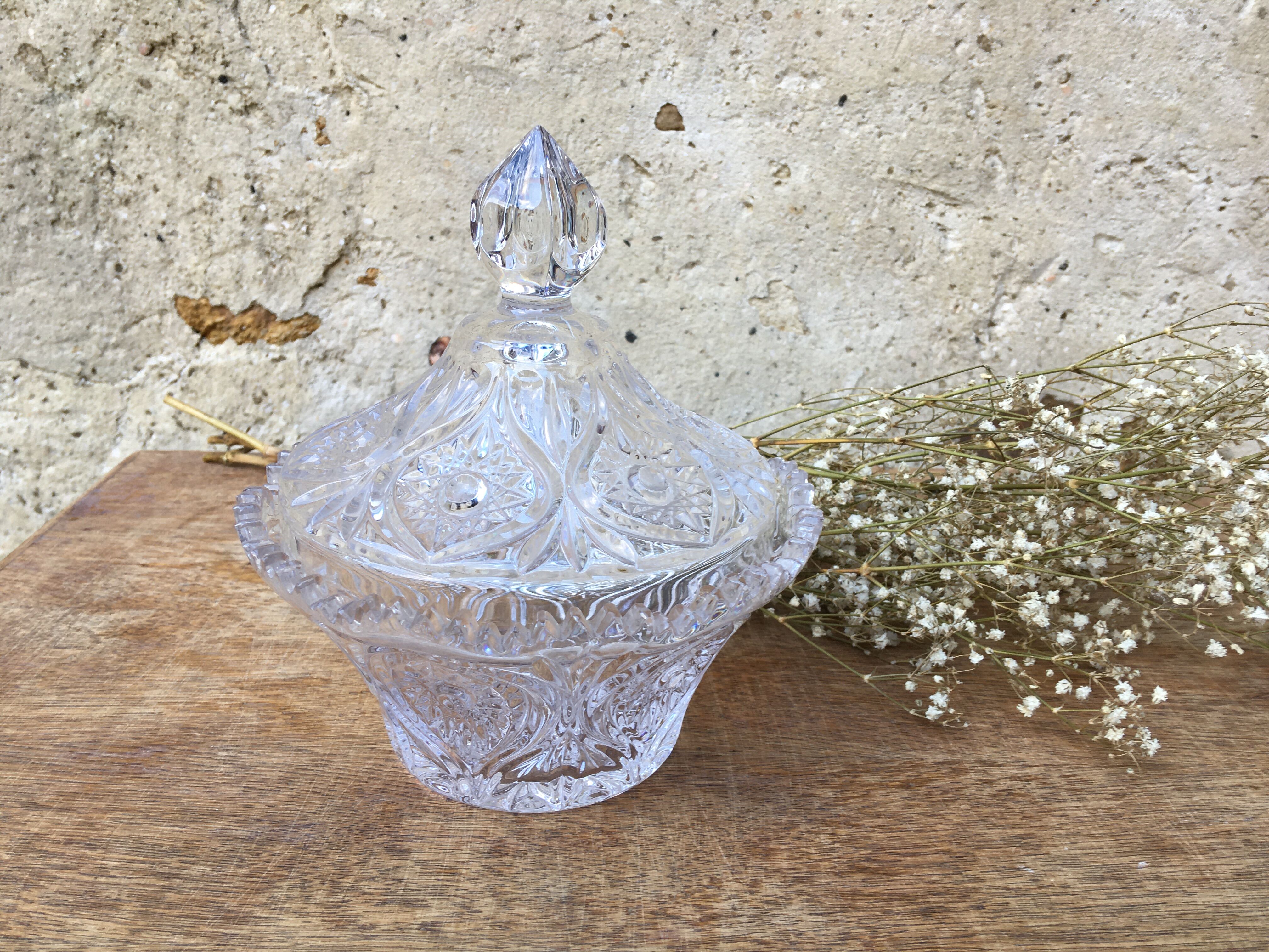 Vintage chiseled glass candy