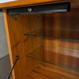 High sideboard, display cabinet and secretary, Scandinavian in teak, France around 1960.
