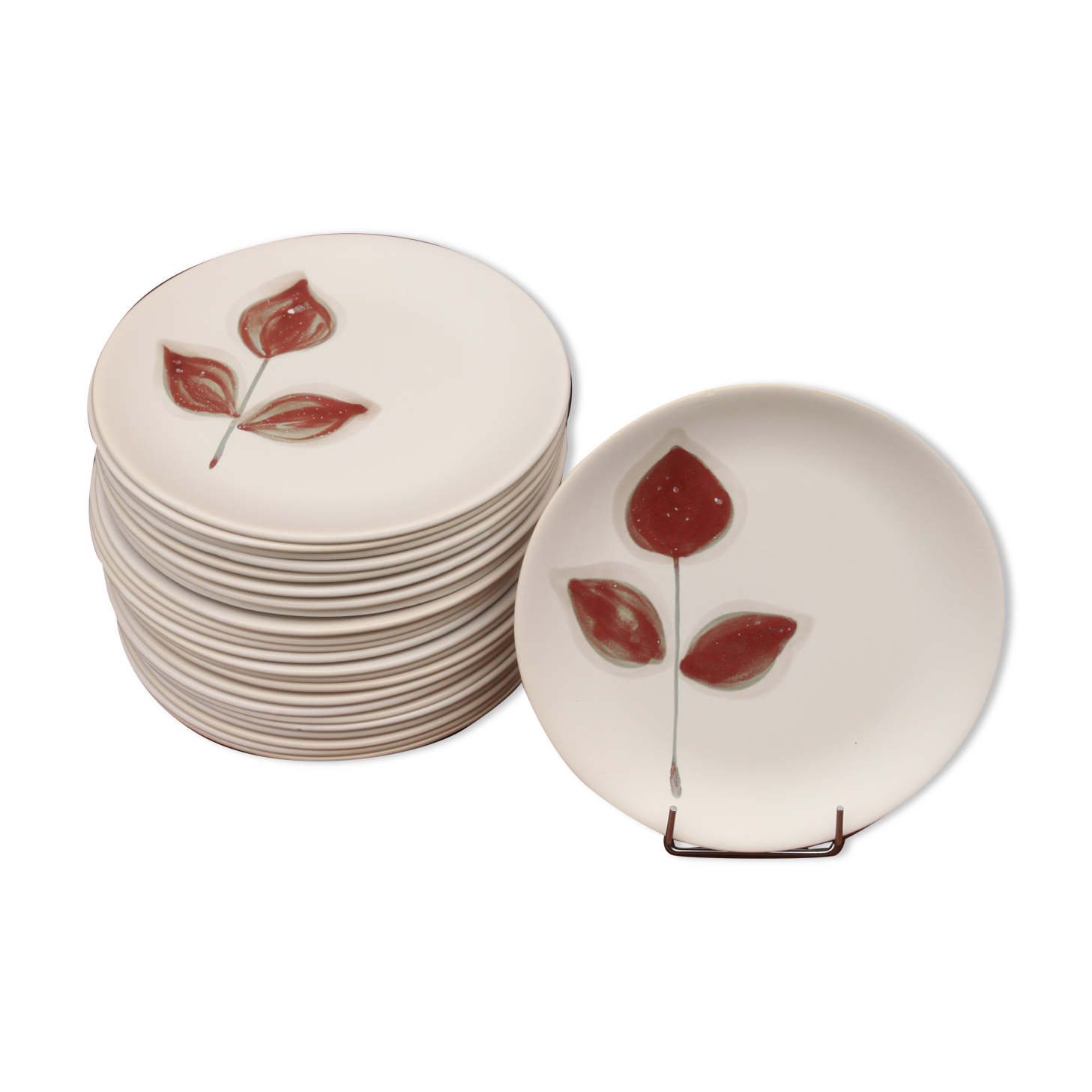 Set of flat plates Niderviller décor Beech