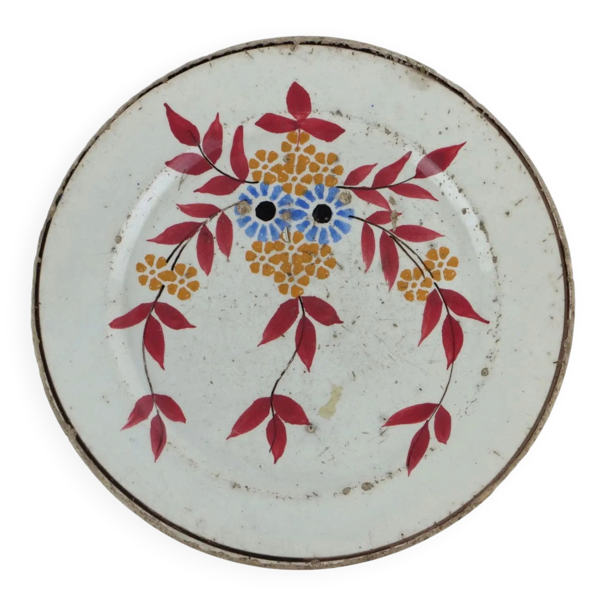 Antique ceramic plate from Laveno, Italy, late 20th century.