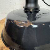 Industrial Black Enamel Factory Lamp with Porcelain Top, 1950s