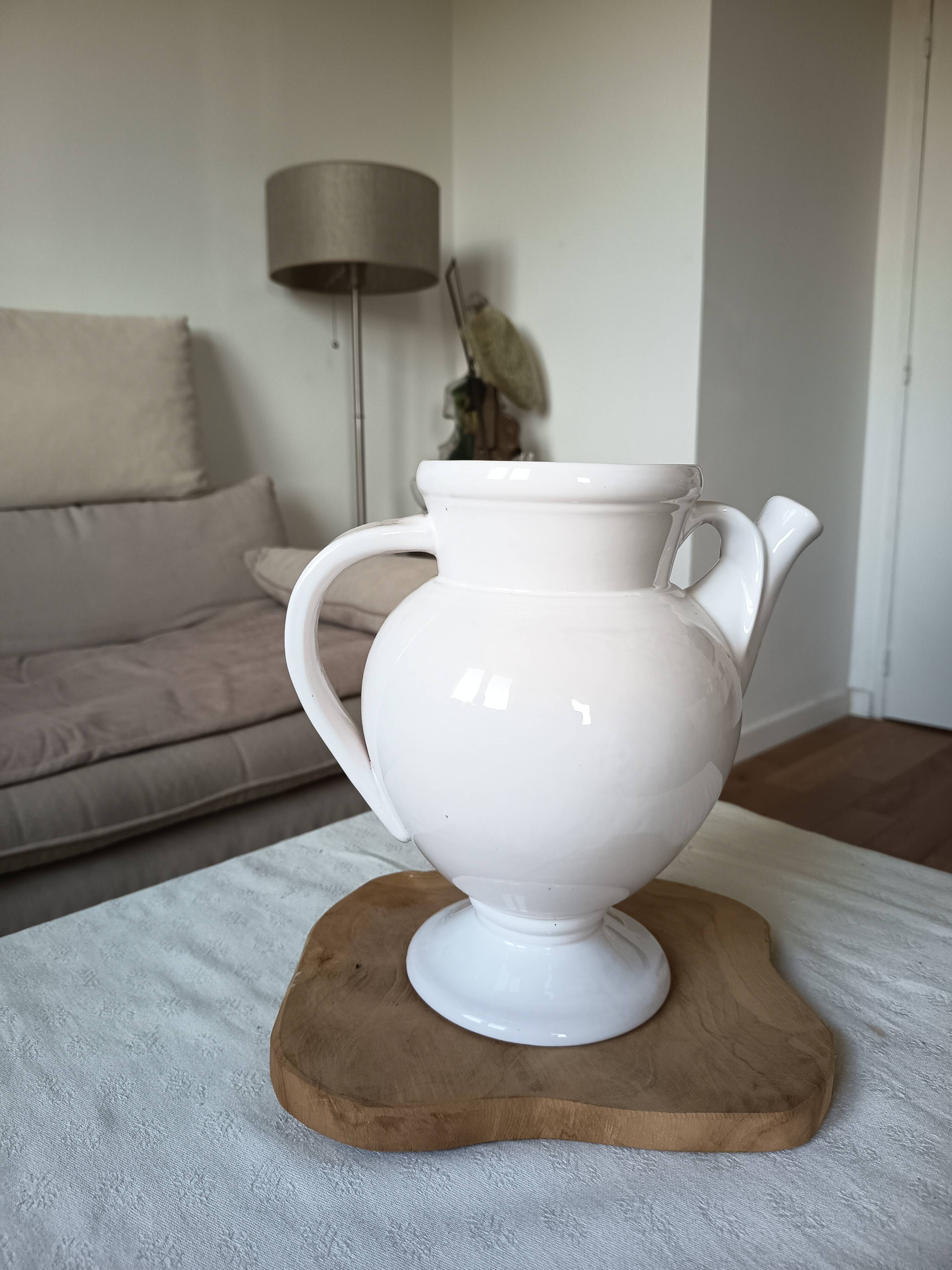 Rare Aiguière Vase in Moustiers Faience – Signature Melchior Marseille