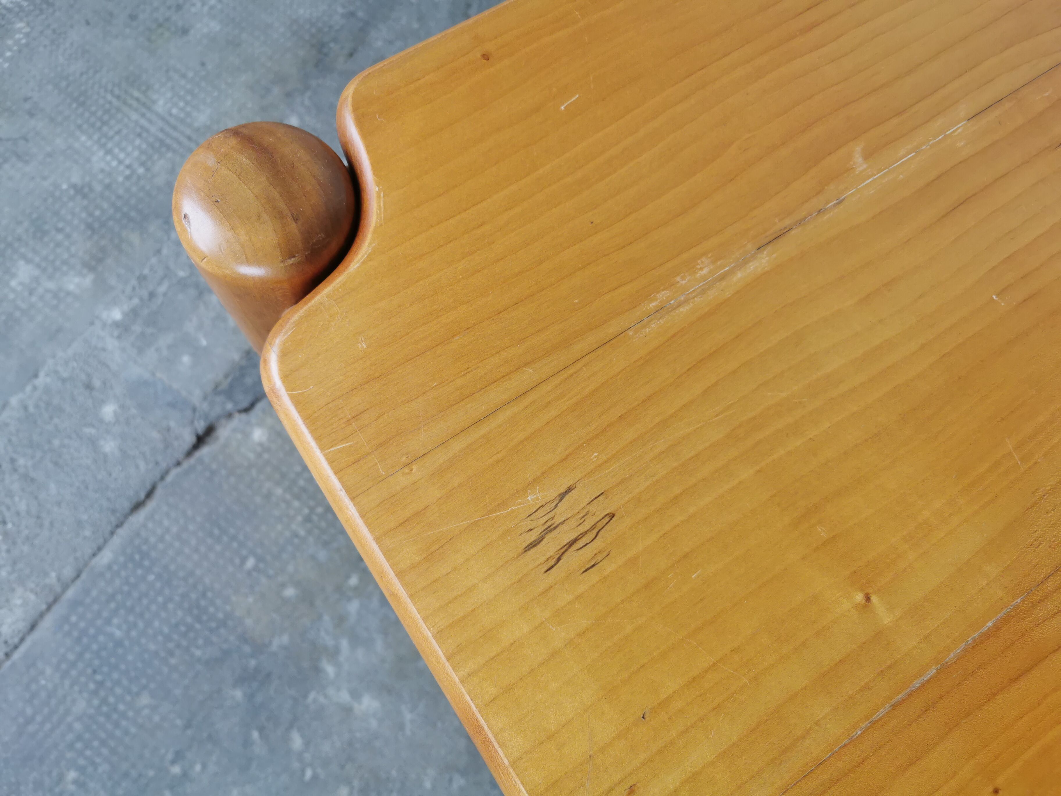 Square coffee table in solid blond wood 80s