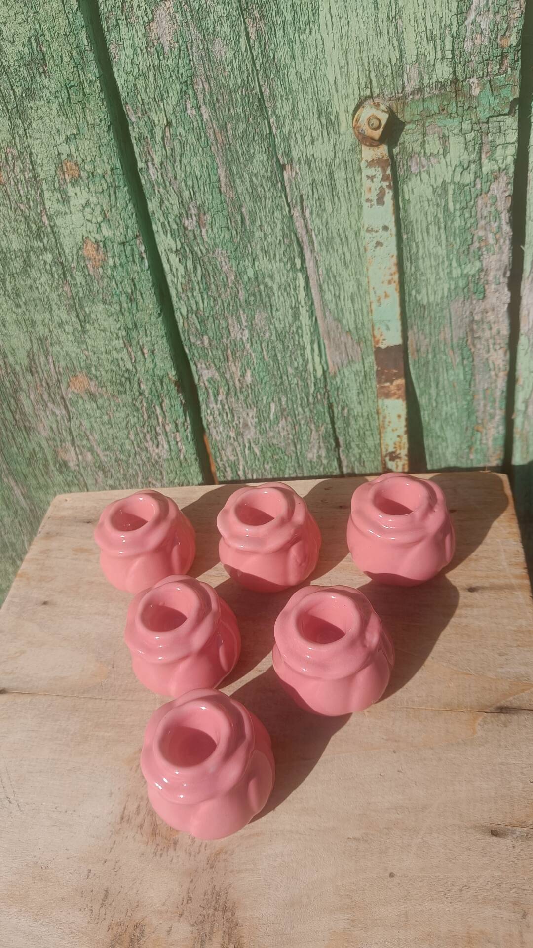 Rose button candle holders set of 6