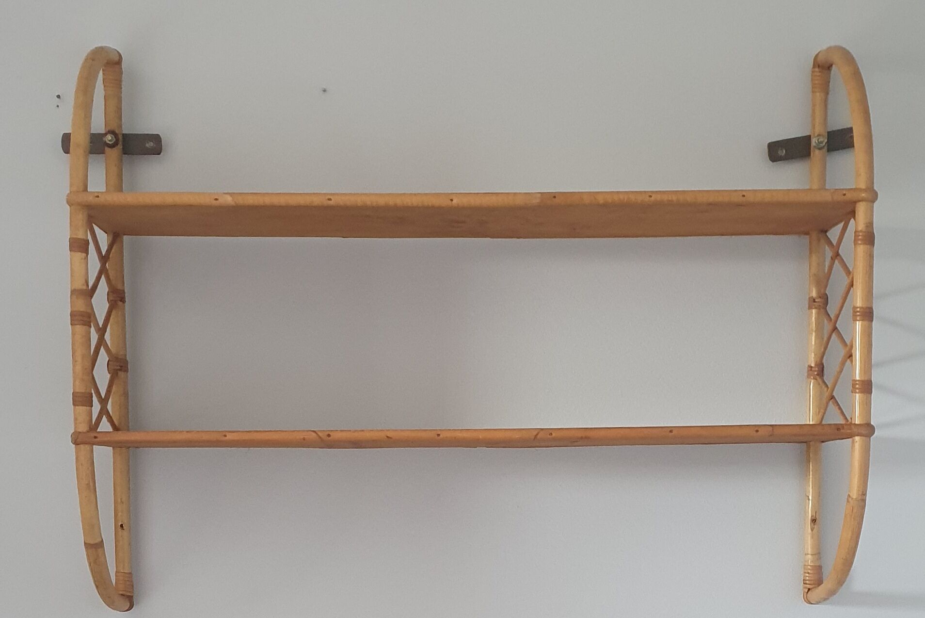 Rattan wall shelf