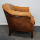 Fauteuil club vintage en cuir couleur cognac Pays-Bas