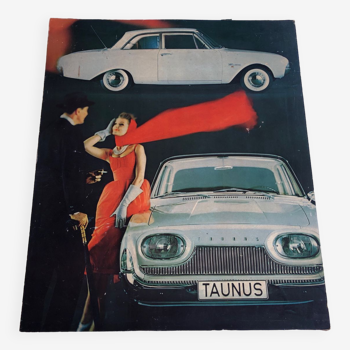 Old cardboard advertising poster ford taunus