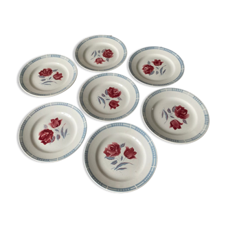 Set of 7 dessert plates - Sarreguemines and Digoin - Earthenware - Troyes model