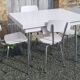 Set in white formica, table and 4 chairs, vintage, 70s