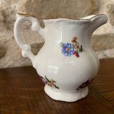 Small milk jug or creamer decoration flowers and golden edge