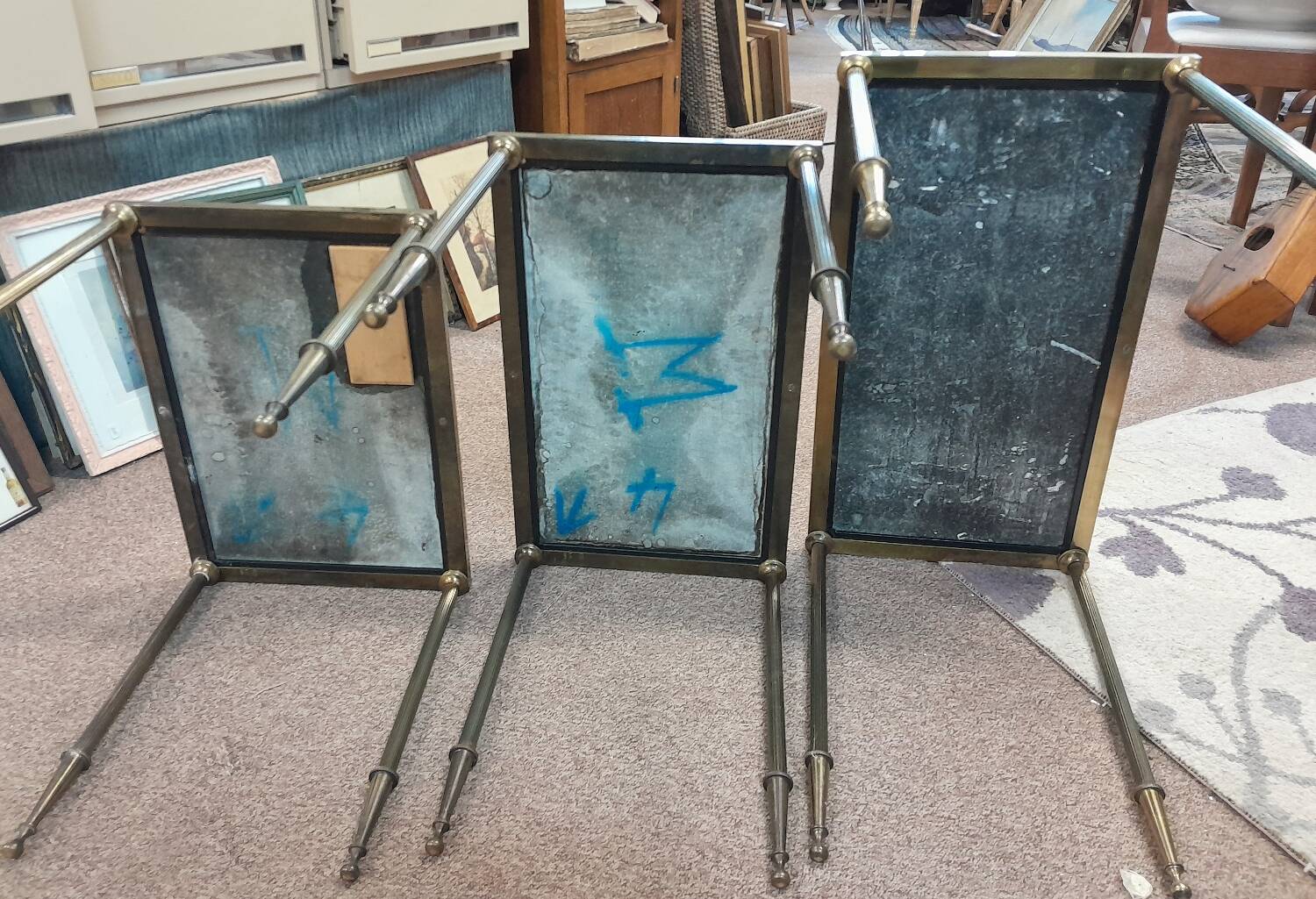 Marble and brass nesting table