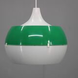 Vintage Italian green and white plastic pendant light, 1970s — Space Age modern