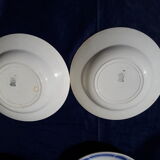 2 hollow plates in Pexonne earthenware 53 blue flower pattern diam 22.5 cm