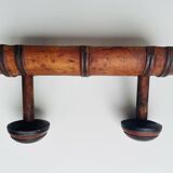 Wooden wall-mounted coat rack with two hooks