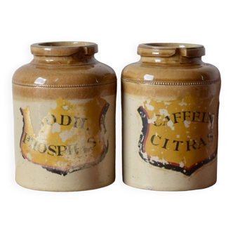 2 anciens grand pots d'apothicaire en grès vernissé Doulton & Co - Circa 1900