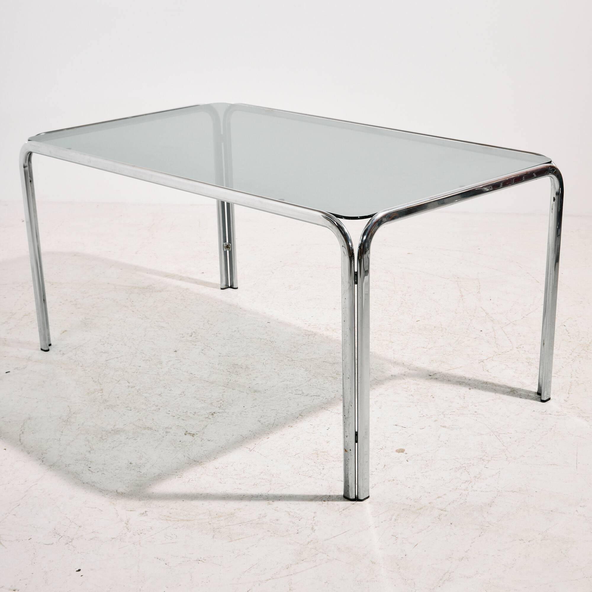 Italian chrome and leather dining set by Gastone Rinaldi, set of 7.