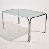 Italian chrome and leather dining set by Gastone Rinaldi, set of 7.