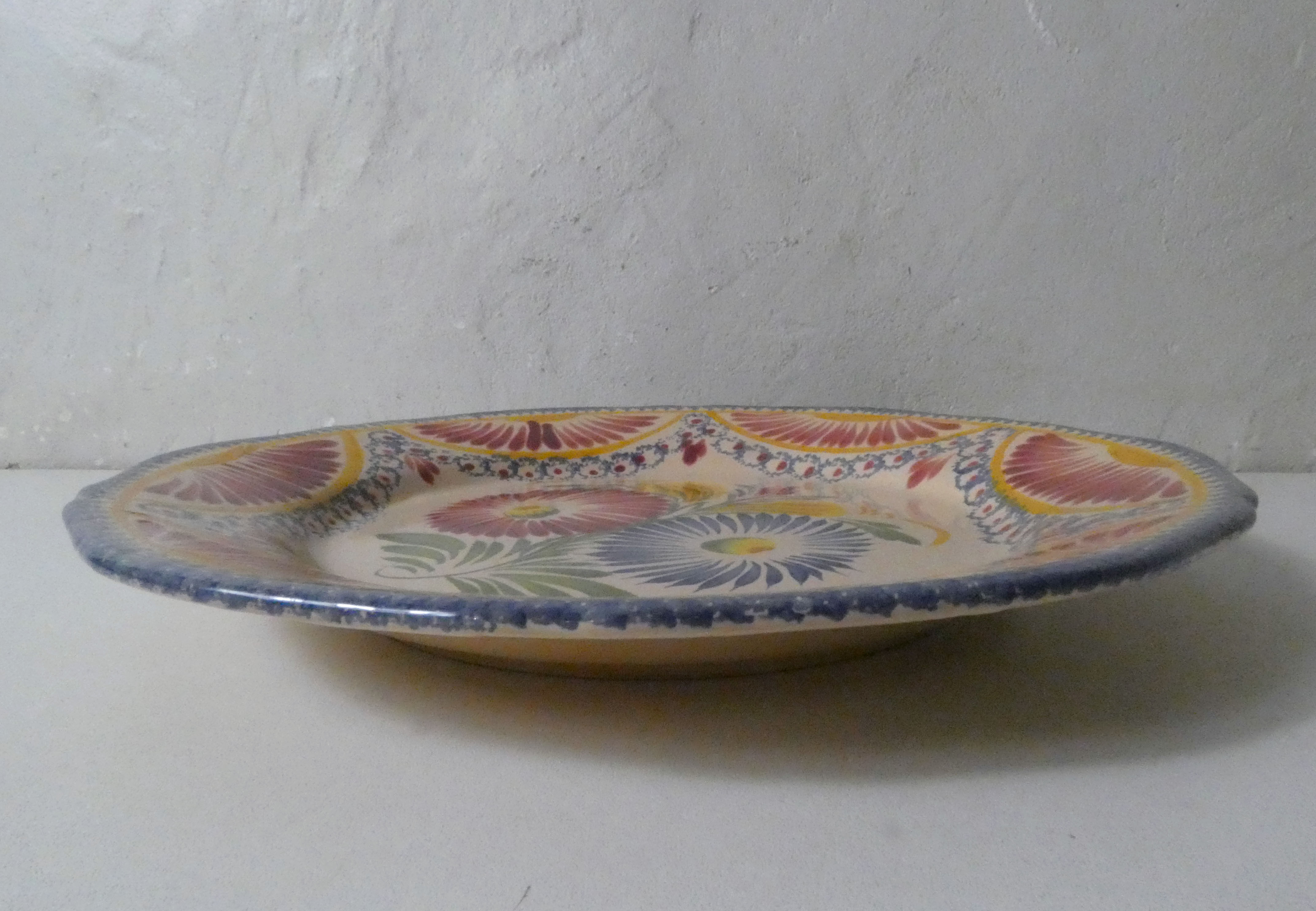 Henriot Quimper plate flat pink flowers