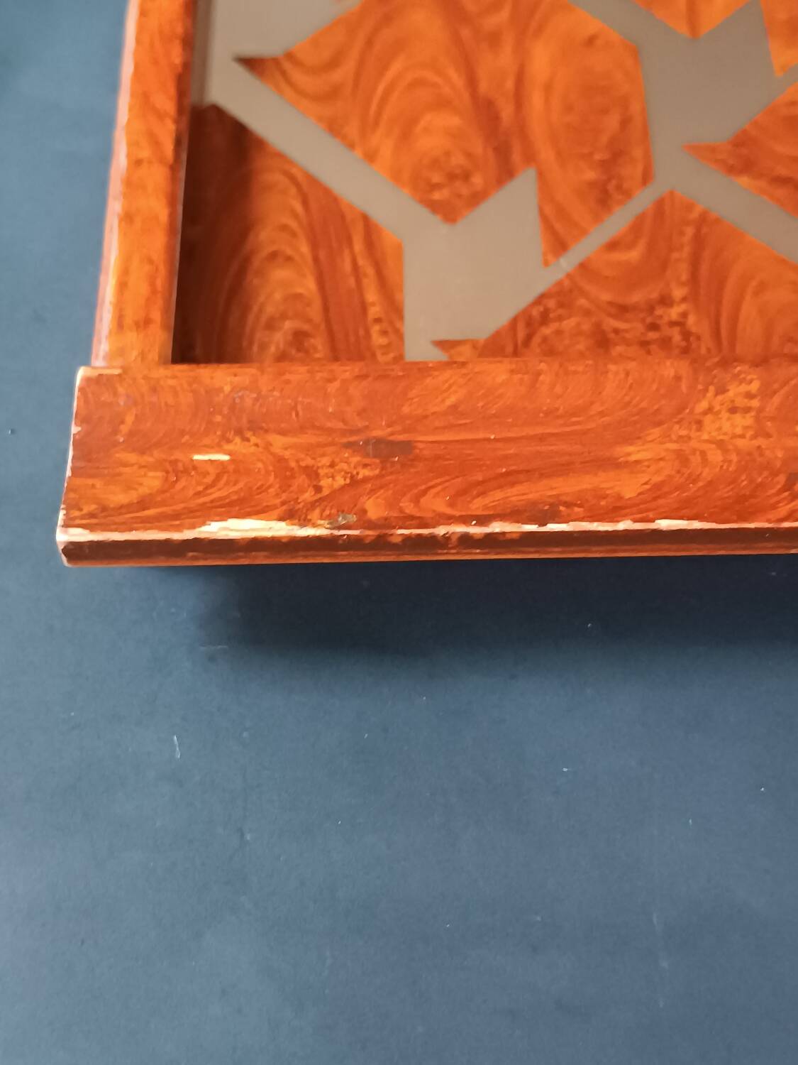 Two wooden and glass trays