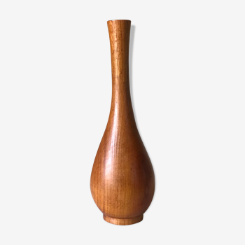 Teak vase turned vintage 60s 70s