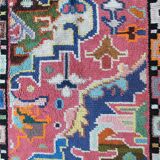 1960s Wool Rug with Vibrant Geometric Abstract Pattern