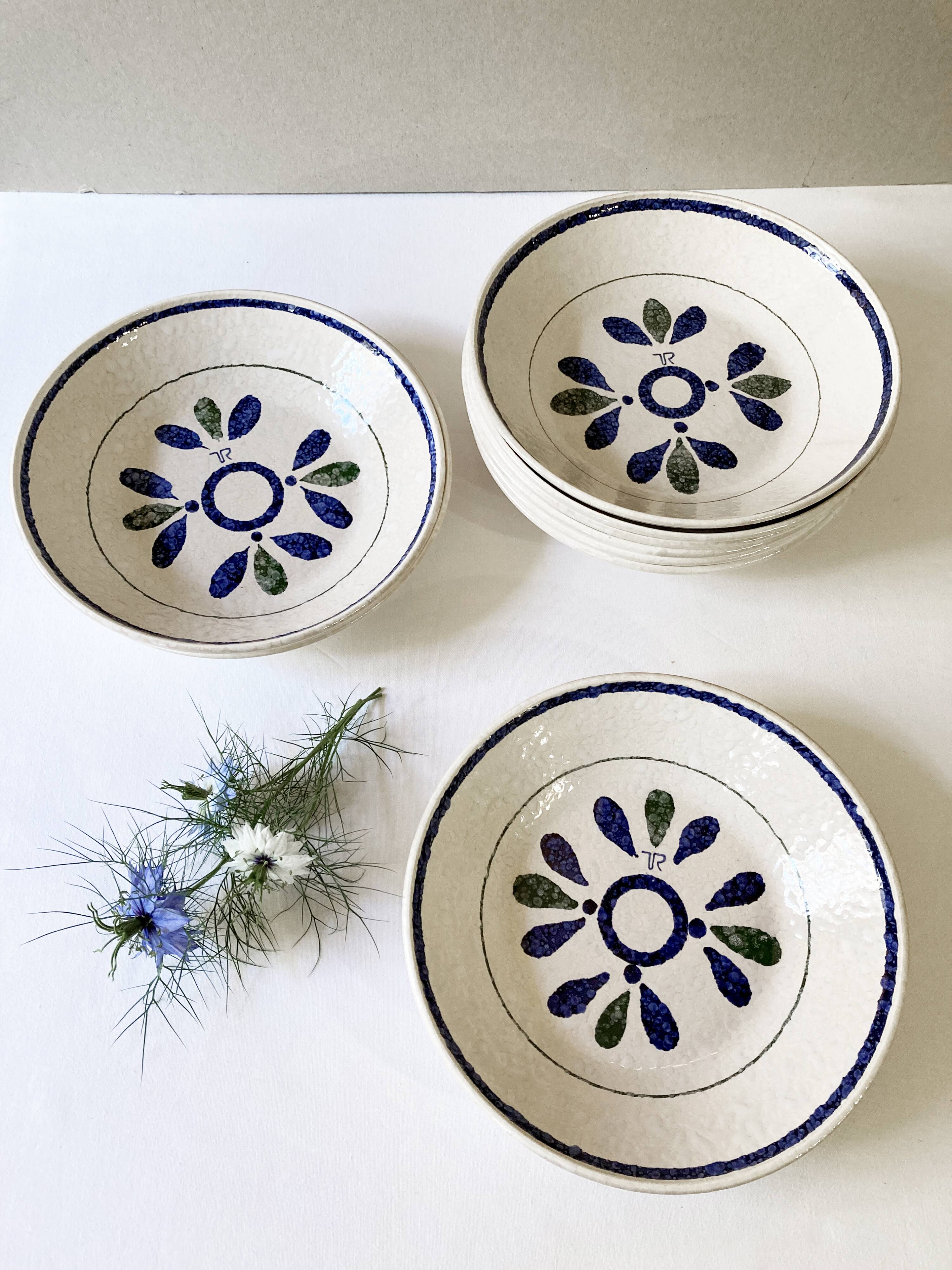 9 soup plates by Toy-Riont, Salins earthenware
