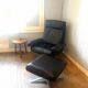 High back lounge chair + Hocker in leather by De Sede model DS-31
