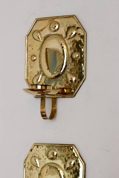 Pair of mid-century brass Swedish sconces