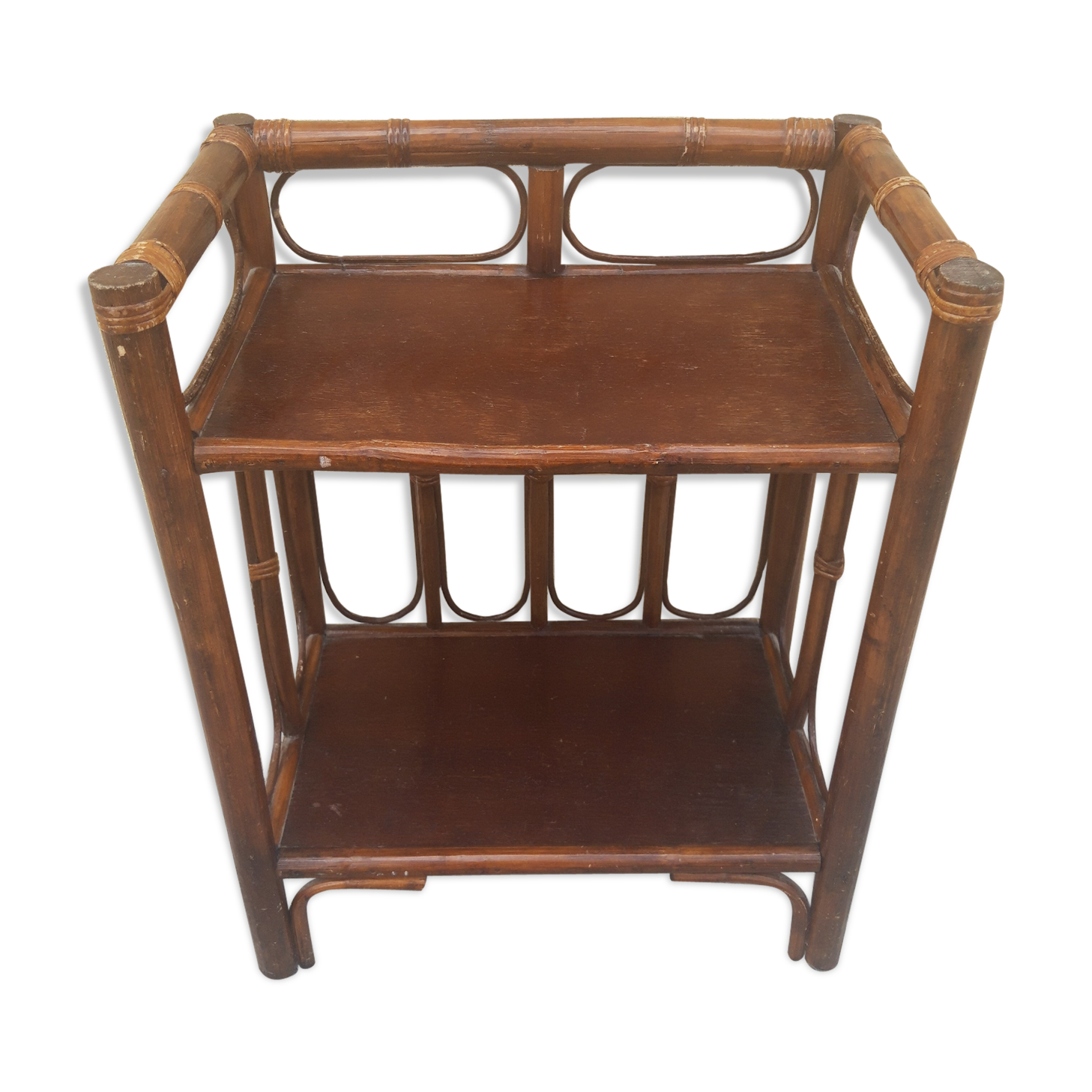 Vintage rattan bedside table