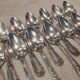 12 silver-plated metal dessert spoons, silversmith SFAM, rocaille design, 19.1 cm.