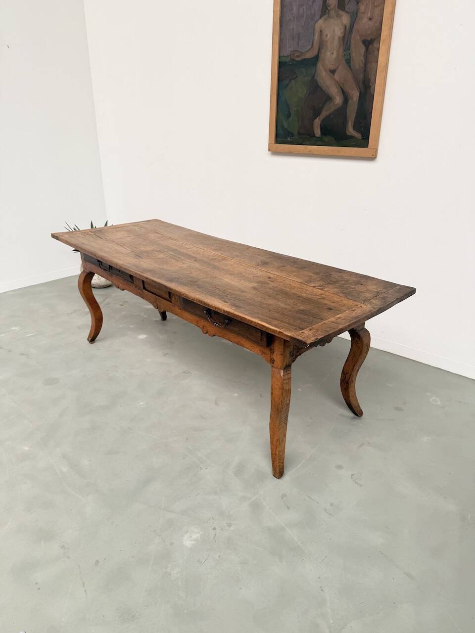 19th century walnut drapery table 2m1
