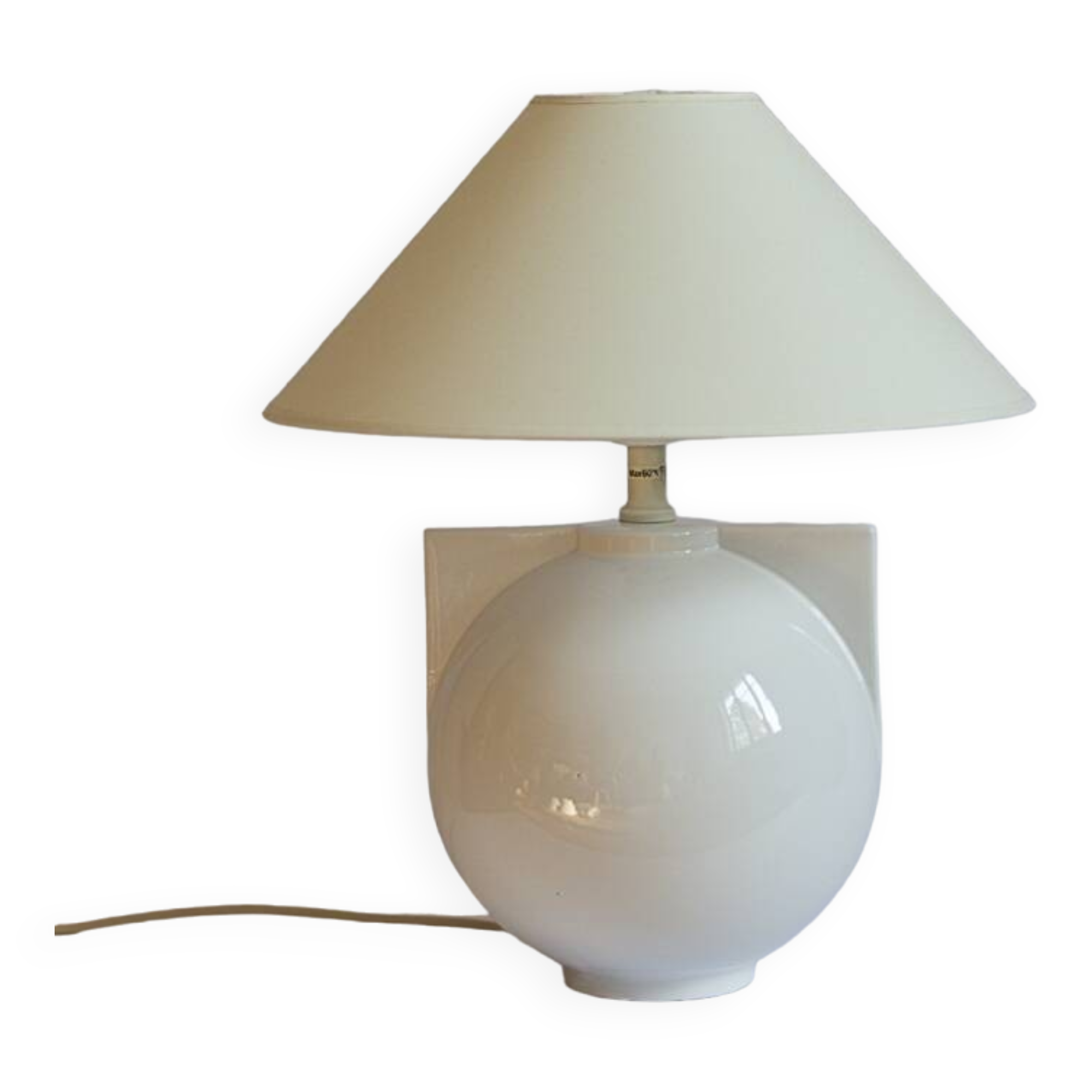 Racket white ceramic lamp base, Ikea, 1989