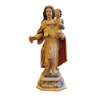 Vierge à l'enfant. Statue polychrome. XVIIème siècle.