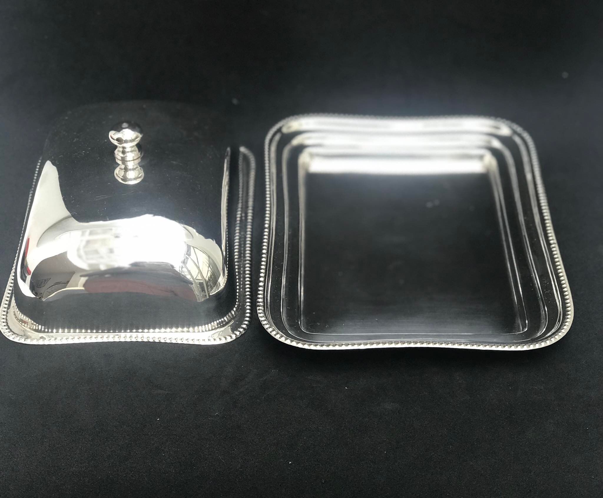 English silver butter dish