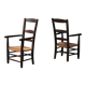 Pair of solid wood and straw armchairs, France, circa 1950.