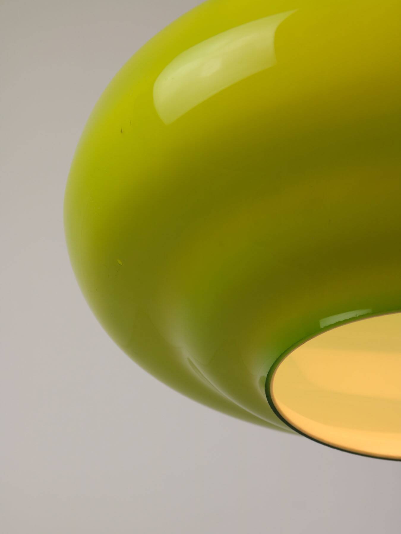 Mid-Century Italian Green Glass and Brass Pendant Lamp