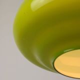 Mid-Century Italian Green Glass and Brass Pendant Lamp