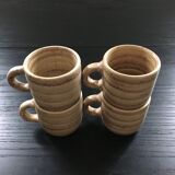Set of 4 beige stoneware cups