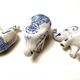 Lot de 3 éléphants en porcelaine bleu blanc figurines décoratives