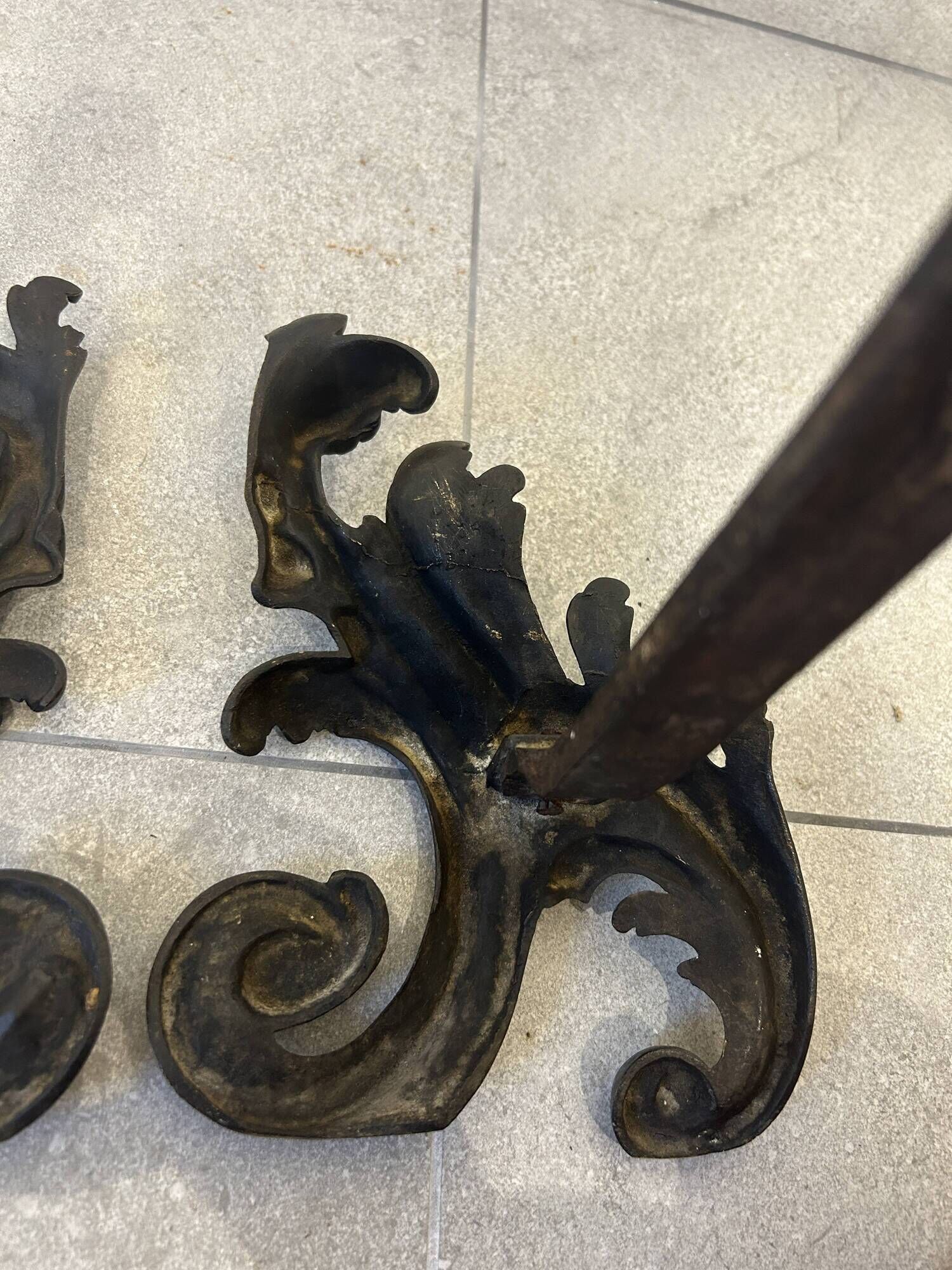 Beautiful pair of bronze andirons - 19th century