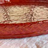 Round Japanese tray in woven and lacquered Rantai Shikki bamboo.