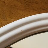 Oval mirror in vintage enameled white cast iron