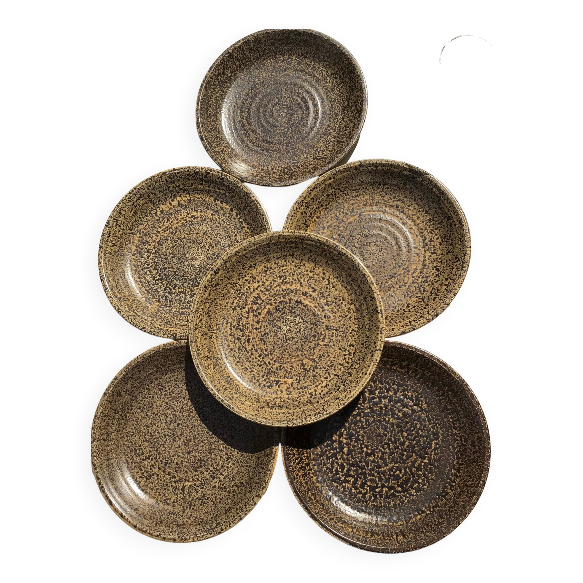 6 Assiettes plates céramique mouchetée les potiers de l’abbaye