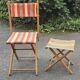 Folding canvas chair with stool, 1950s.