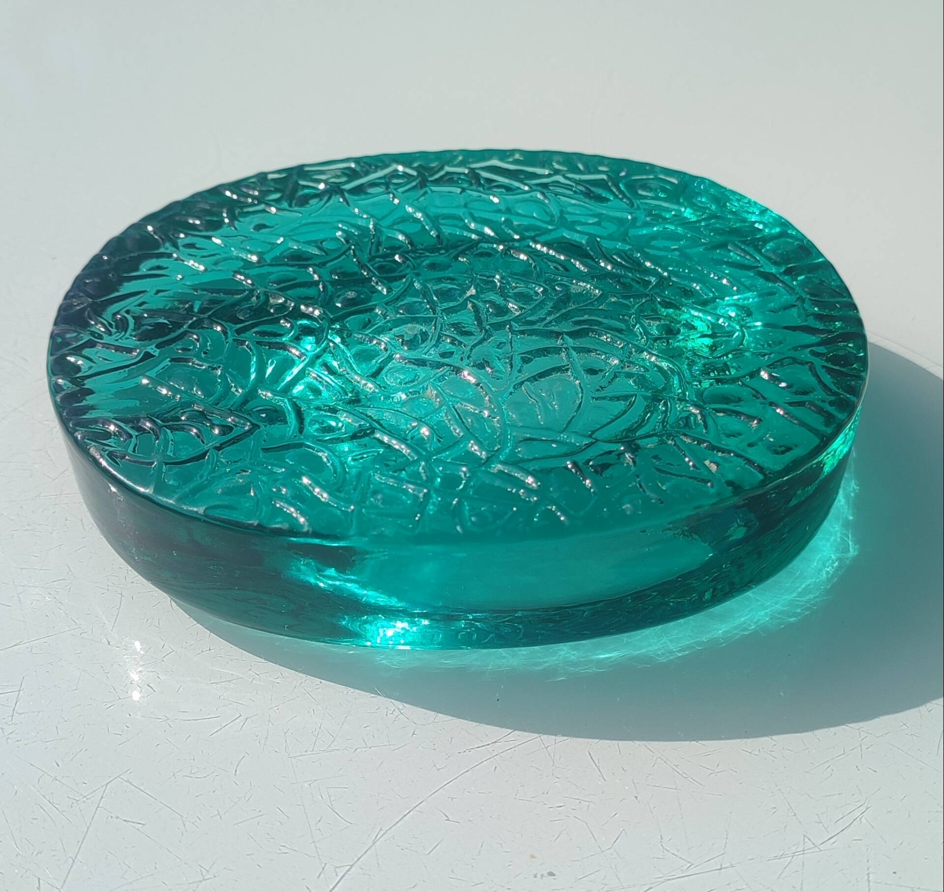 Kosta Boda art ashtray solid glass emerald circa 1970